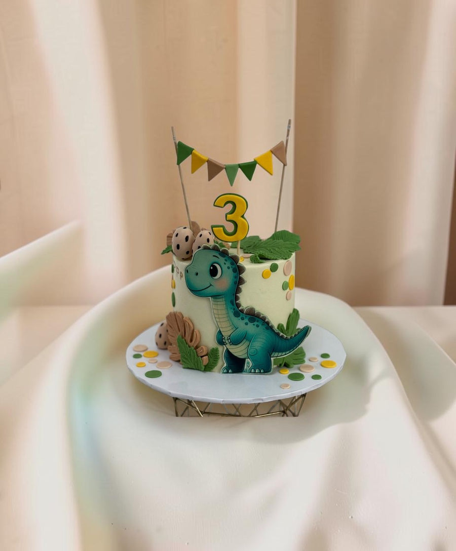 Cute Dinosaur 3rd Birthday Theme Cake