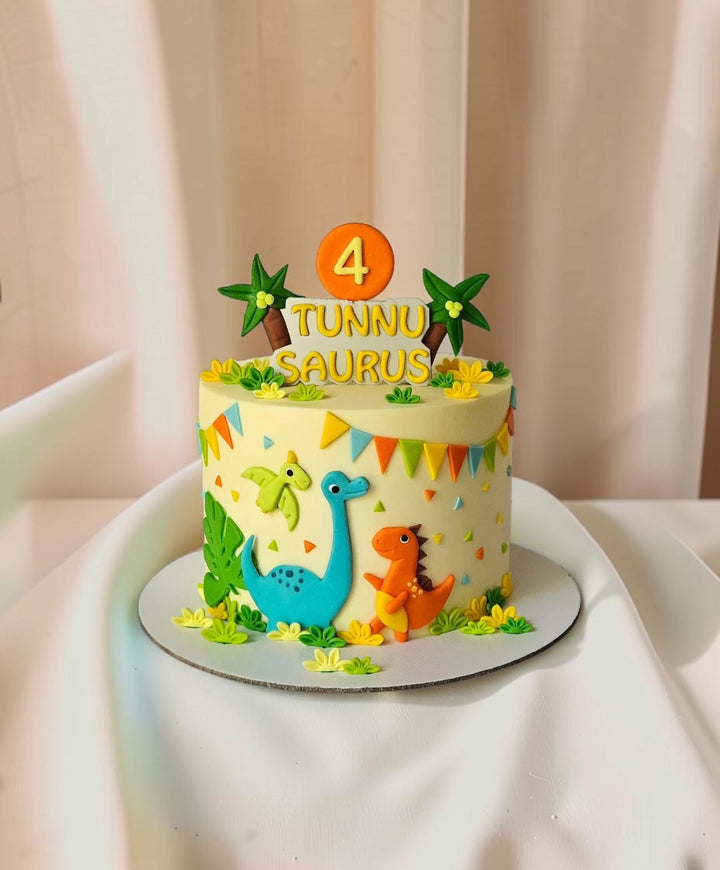 Cute Dinosaur Jungle Adventure Birthday Cake