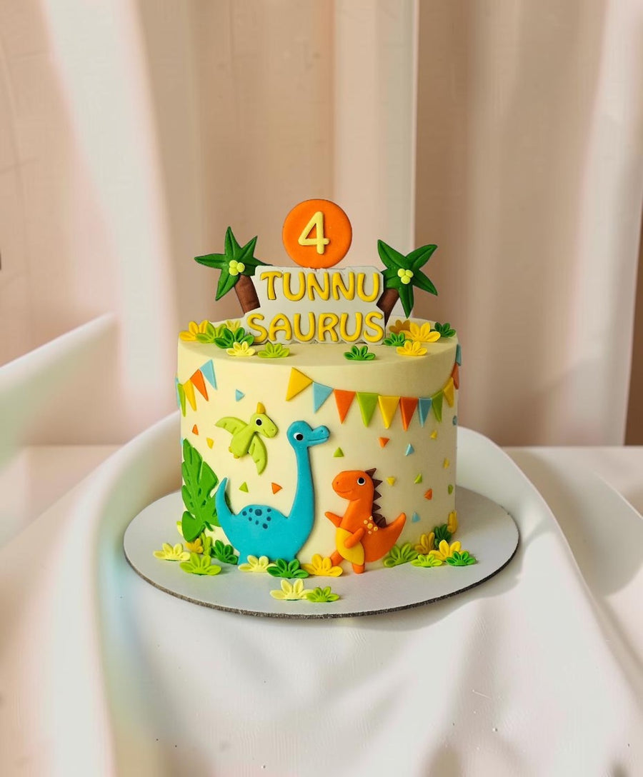 Cute Dinosaur Jungle Adventure Birthday Cake