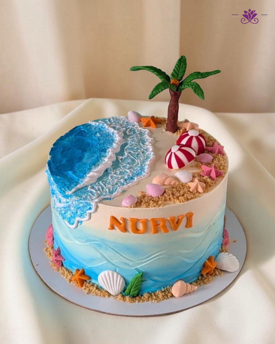Tropical Beach Paradise Theme Birthday Cake