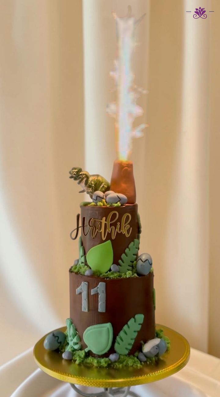 Dinosaur Volcano Fire Cake