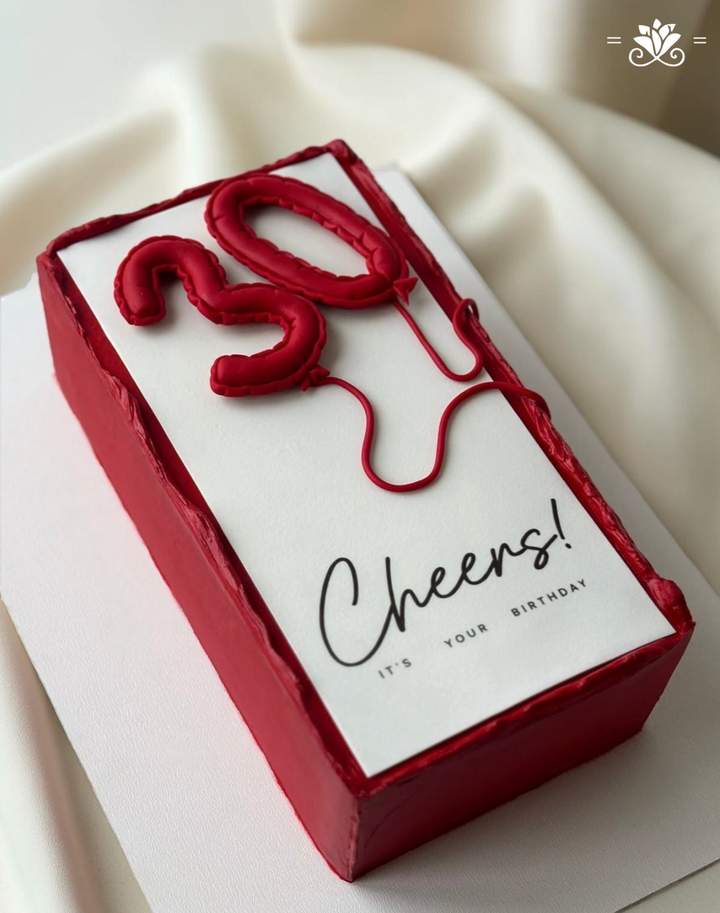 Minimal Red Balloon Birthday Designer Cake