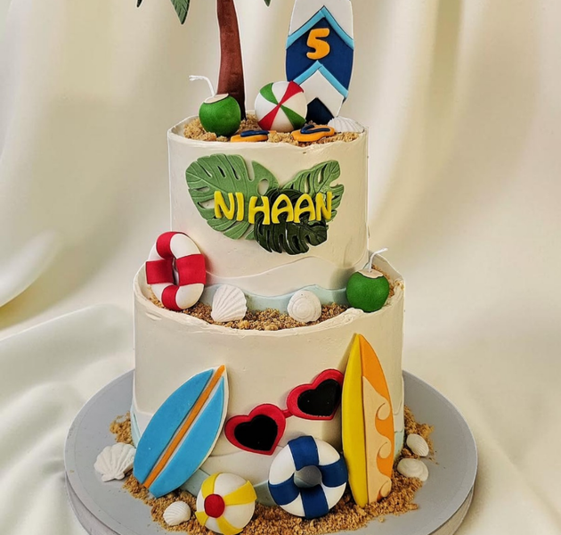 Beach Surfing Theme Birthday Cake