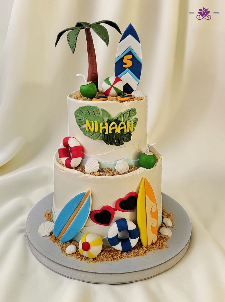 Beach Surfing Theme Birthday Cake