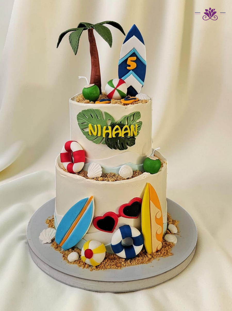 Beach Surfing Theme Birthday Cake