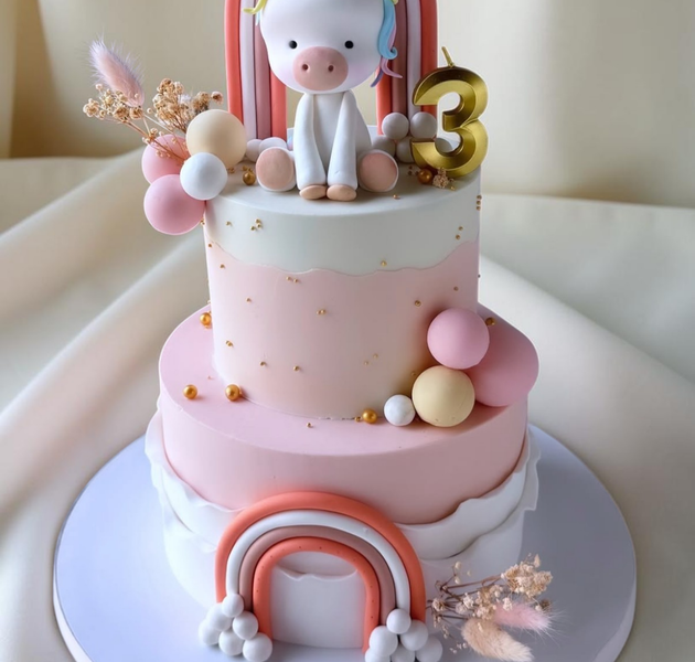 Pastel Rainbow Unicorn Birthday Cake