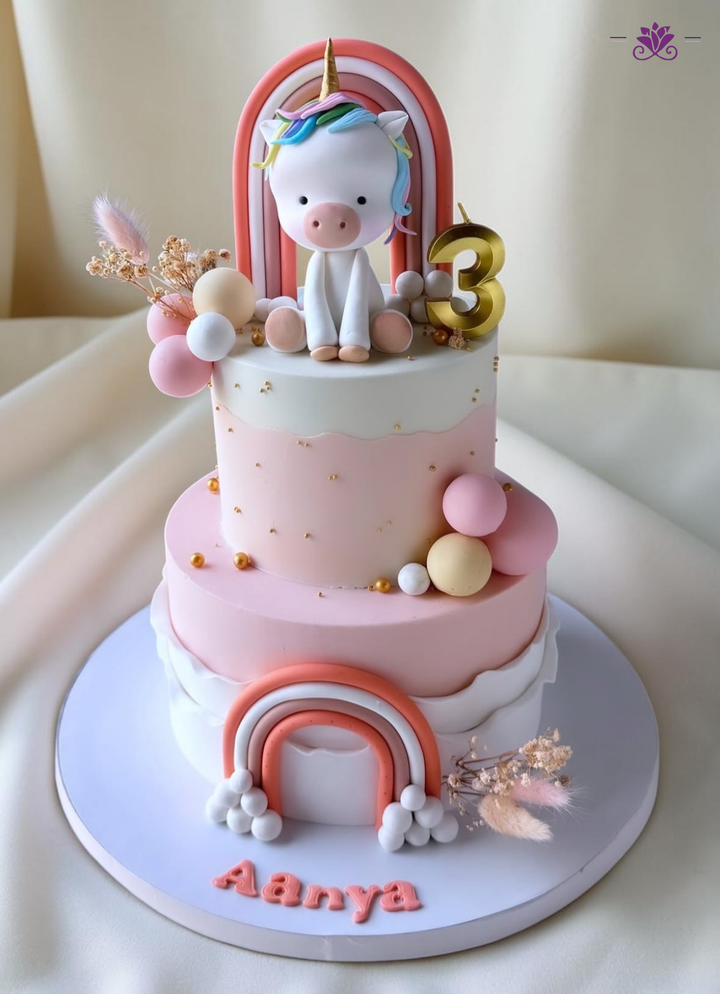 Pastel Rainbow Unicorn Birthday Cake