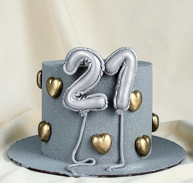 Custom Age Number Birthday Metallic Designer Cake