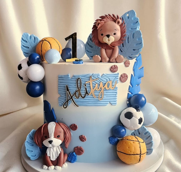 Sports Animal Theme Birthday Cake