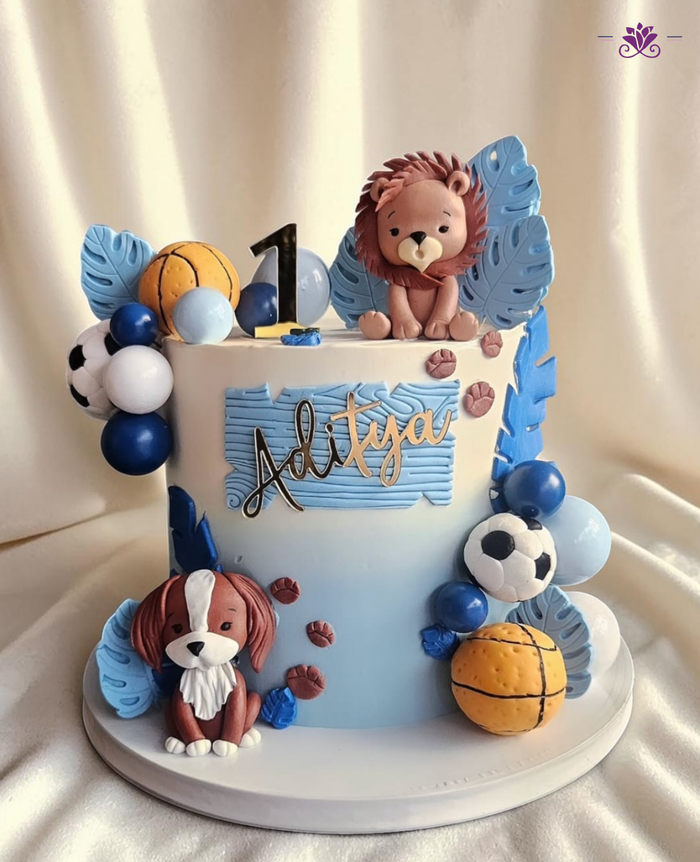 Sports Animal Theme Birthday Cake
