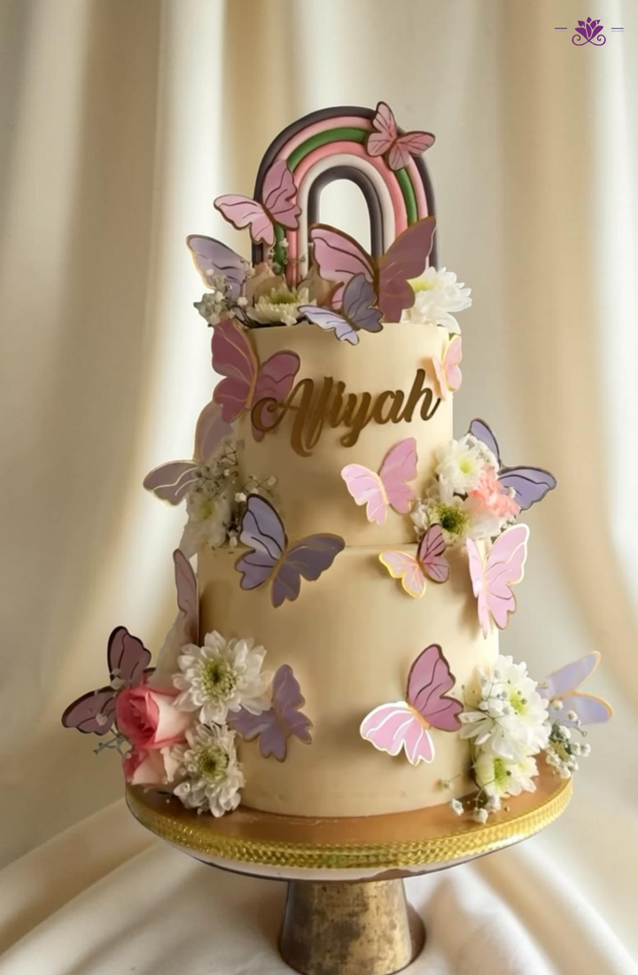 Butterfly Rainbow Floral Cake (Pastel Theme Premium Designer Cake)