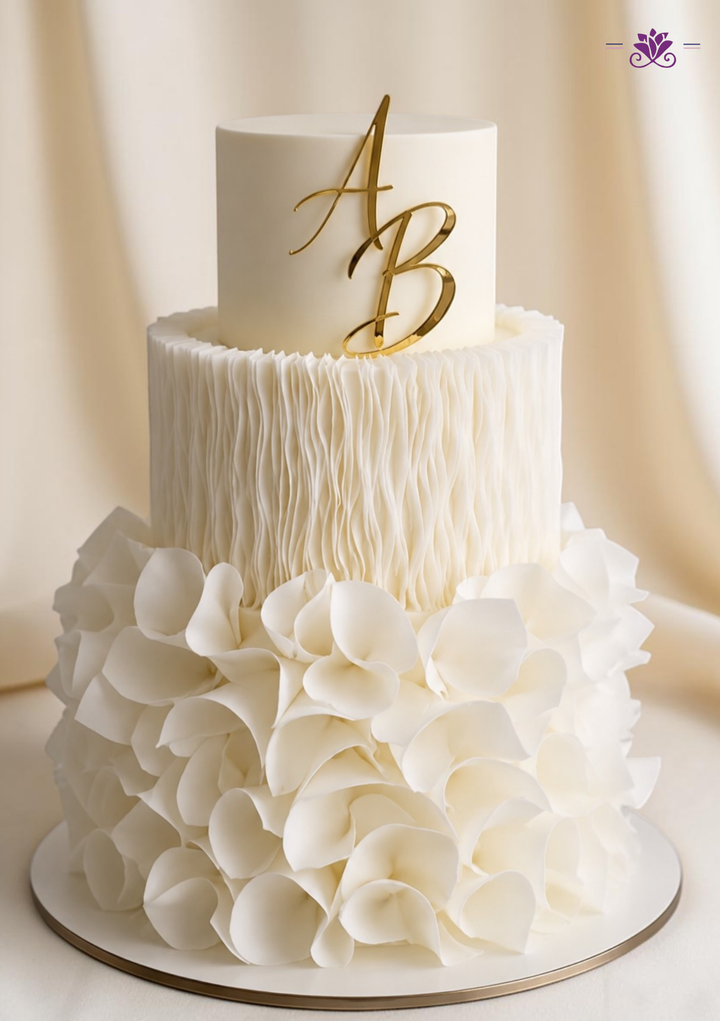 Luxury Ivory Textured Floral Wedding Cake