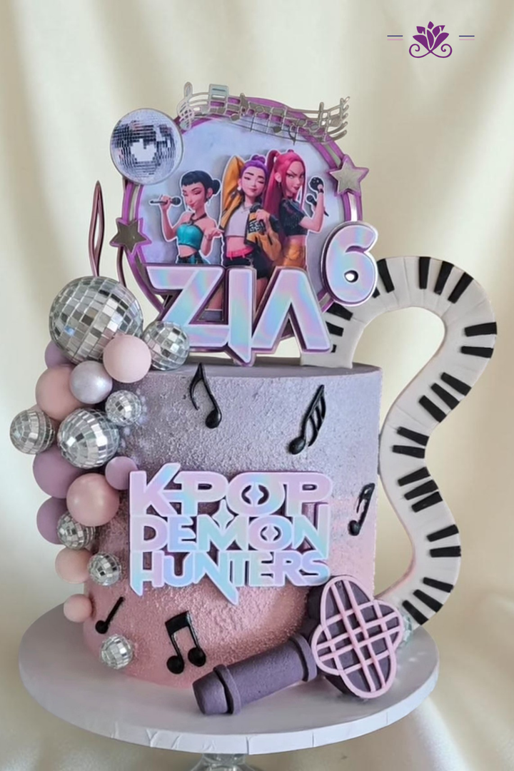 Glamorous K-Pop Demon Hunters-themed birthday cake