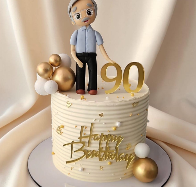 Elegant 90th Birthday Grandpa Theme Cake