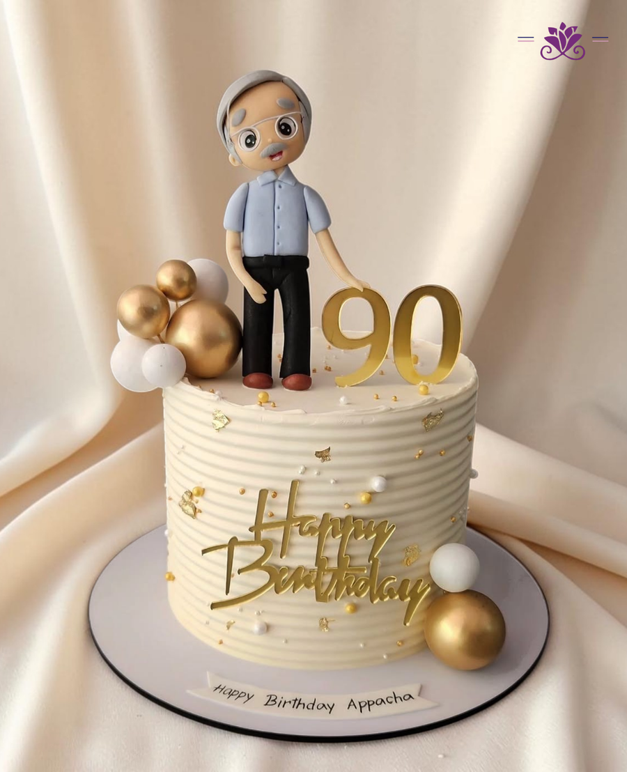 Elegant 90th Birthday Grandpa Theme Cake
