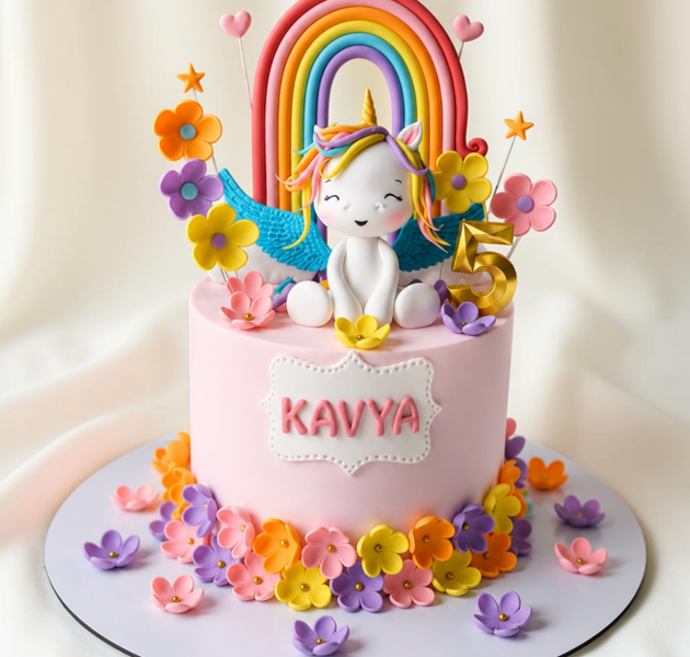 Luxury Rainbow Unicorn Fantasy Birthday Cake