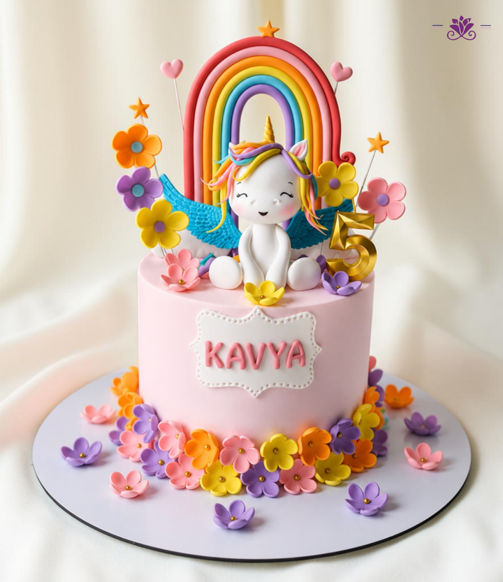 Luxury Rainbow Unicorn Fantasy Birthday Cake