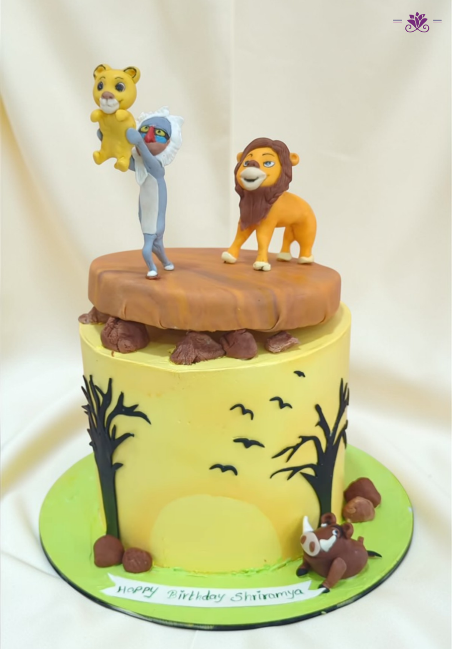 Lion King Jungle Safari Theme Birthday Cake with Simba & Friends