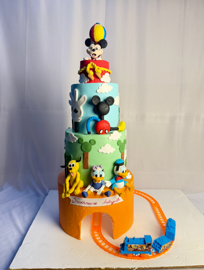 Disney Cartoon Theme Cake with Moving Train Track