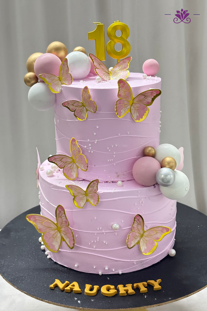 Elegant 2-tier pastel pink birthday cake