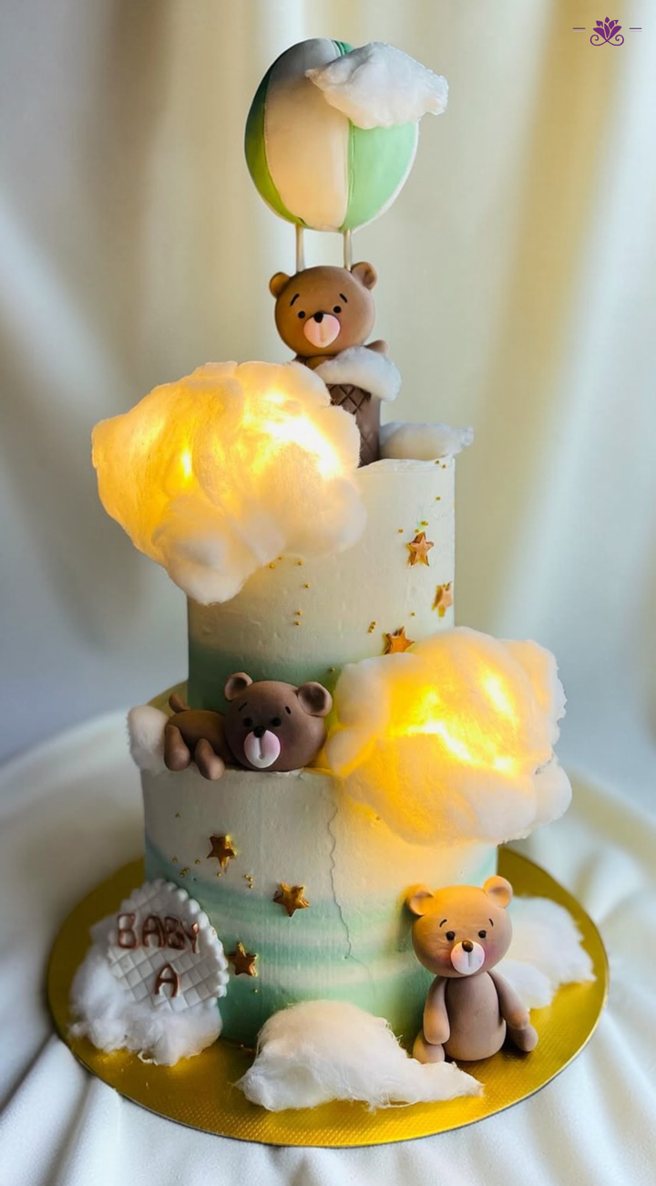 Teddy Bear Hot Air Balloon Cloud Light Cake