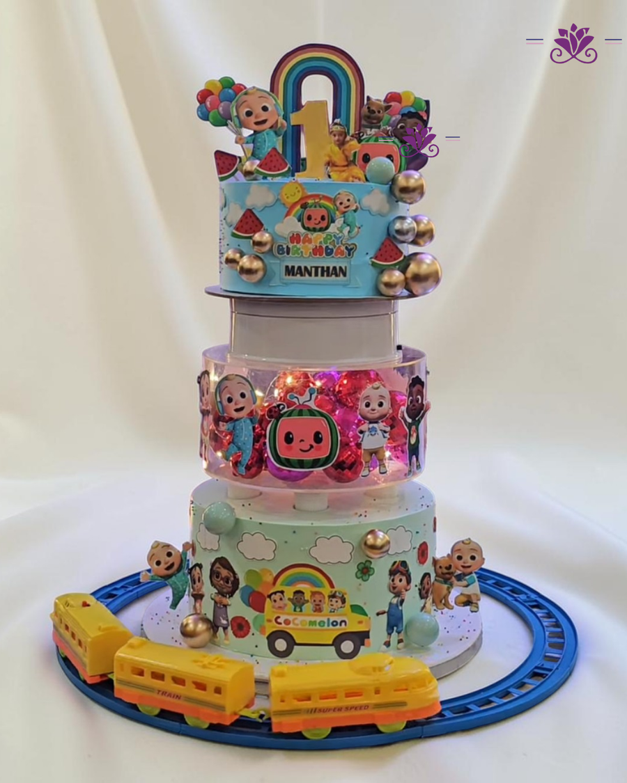 Luxury Cocomelon LED Train Surprise Cake