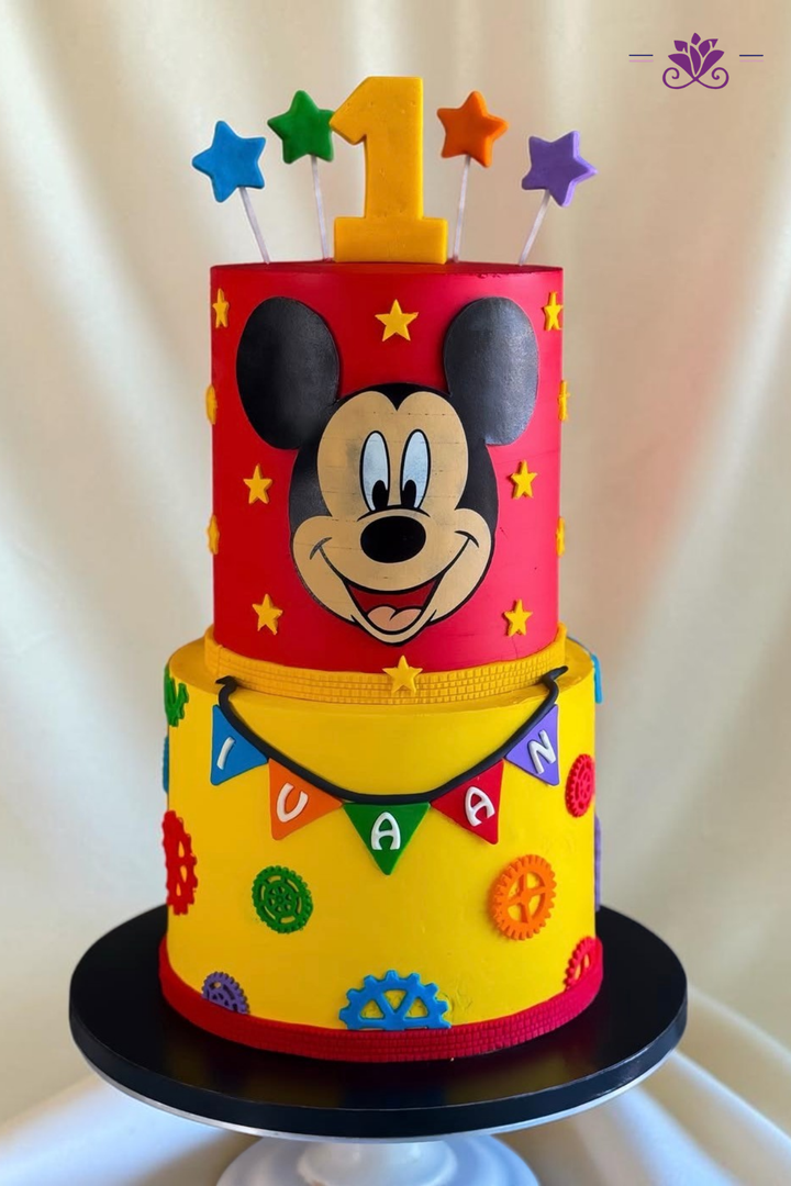 Colourful Mickey Mouse 1st Birthday Cake