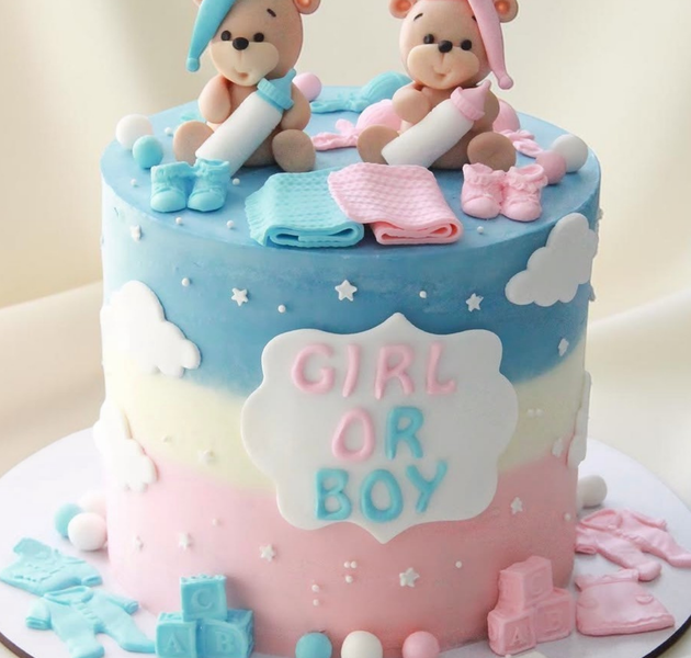 Baby Announcement cake with a sweet “Girl or Boy” message.
