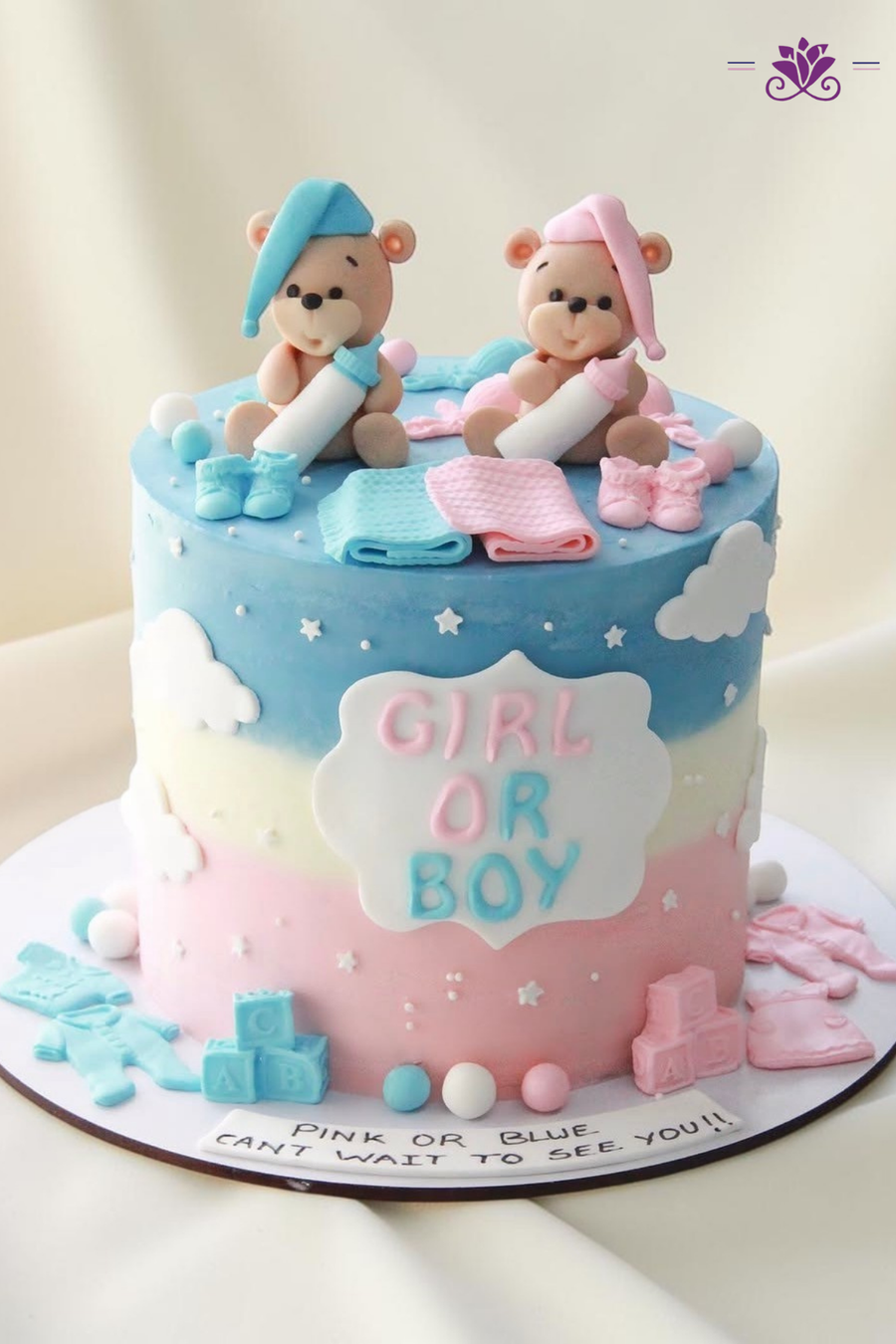 Baby Announcement cake with a sweet “Girl or Boy” message.