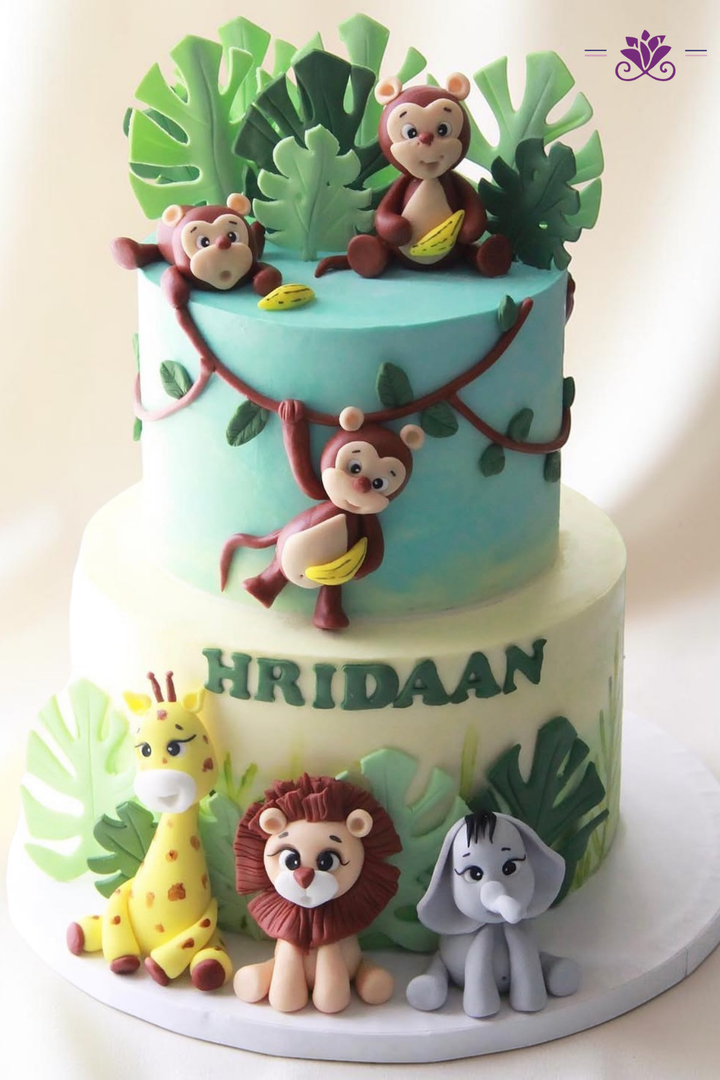 Custom jungle safari birthday cake