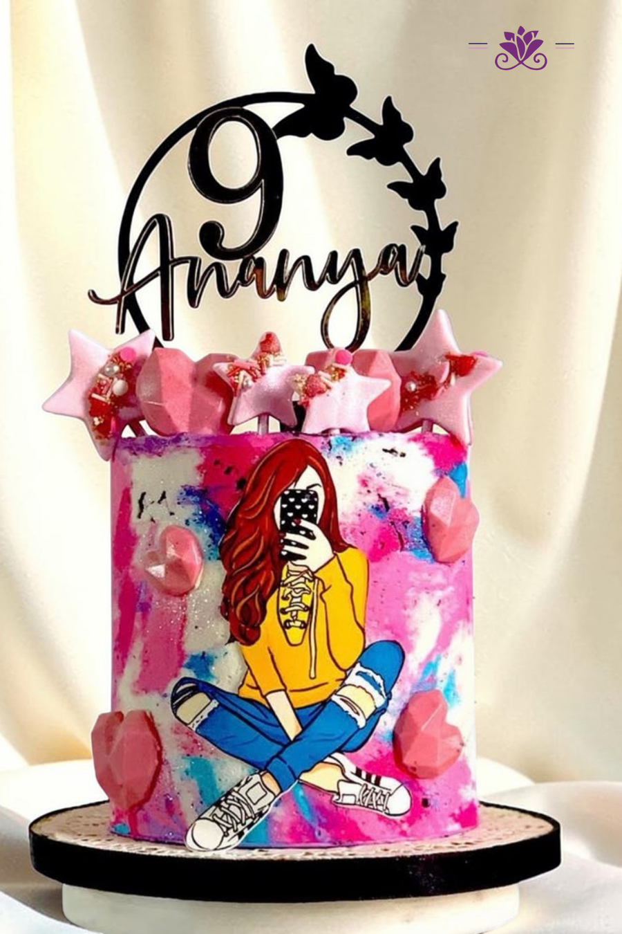 Trendy pink aesthetic Instagram-style birthday cake