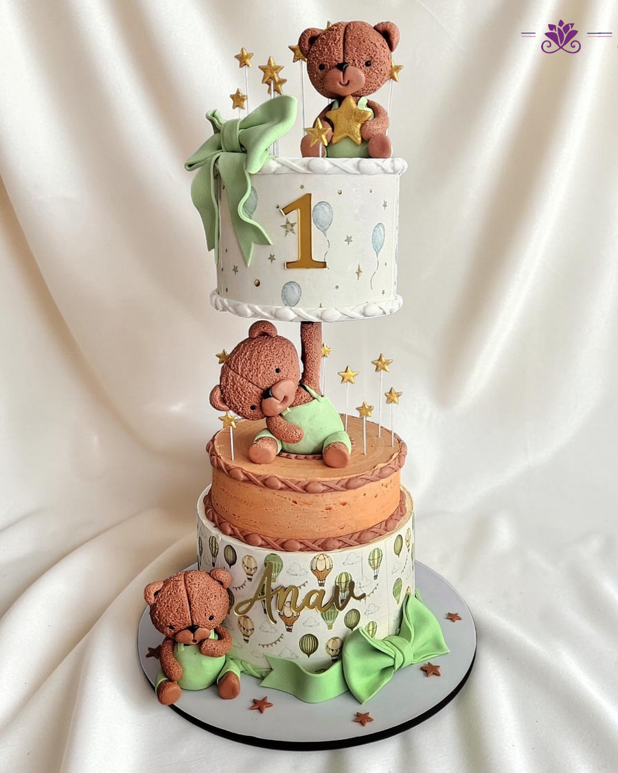 Charming Teddy Bear  1st Birthday Cake