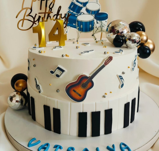 Luxurious Musical Piano & Guitar Birthday Cake