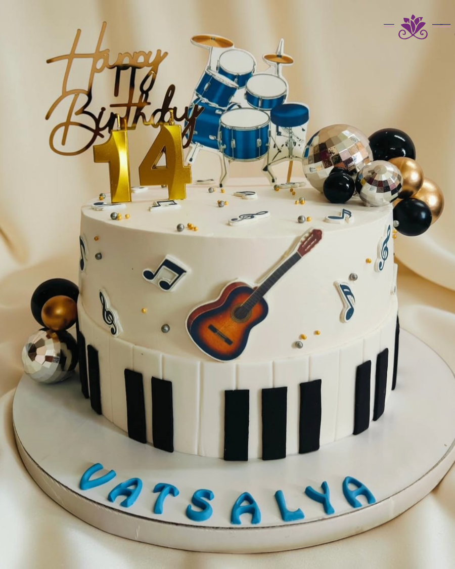 Luxurious Musical Piano & Guitar Birthday Cake