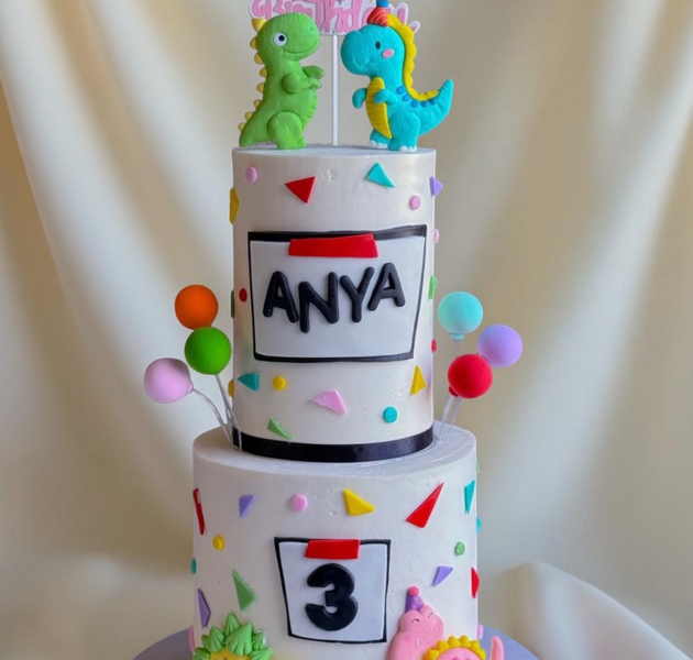 colorful Dinosaur Birthday Cake