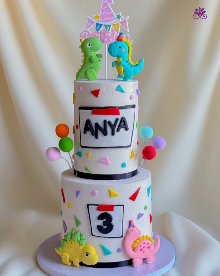 colorful Dinosaur Birthday Cake