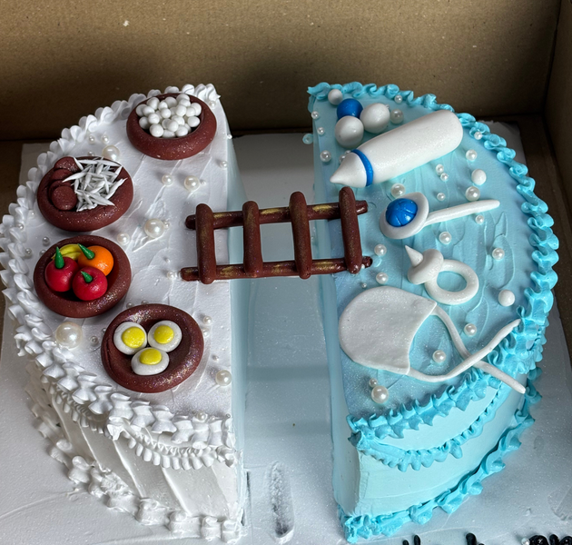 Annaprashan Split Half-Birthday Baby Boy Cake