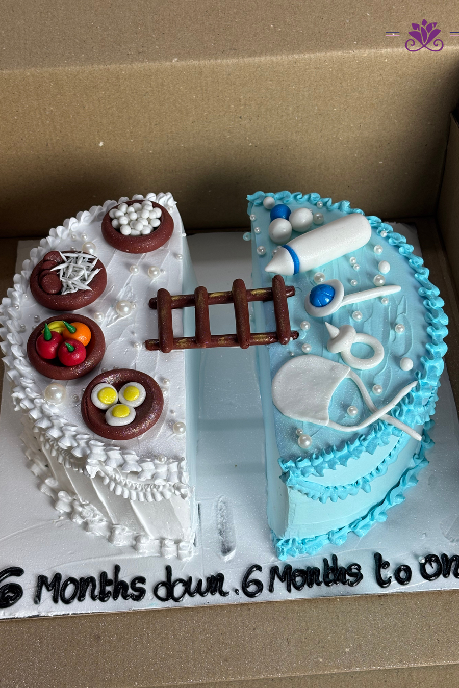 Annaprashan Split Half-Birthday Baby Boy Cake