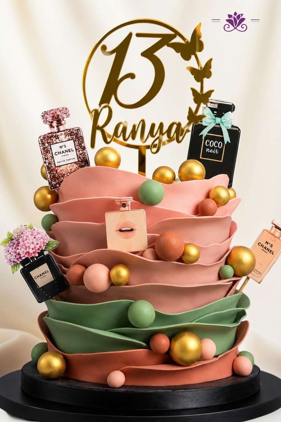luxurious Chanel perfume-themed designer cake