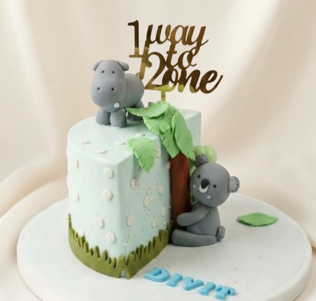 Koala & Hippo Jungle Theme Cake