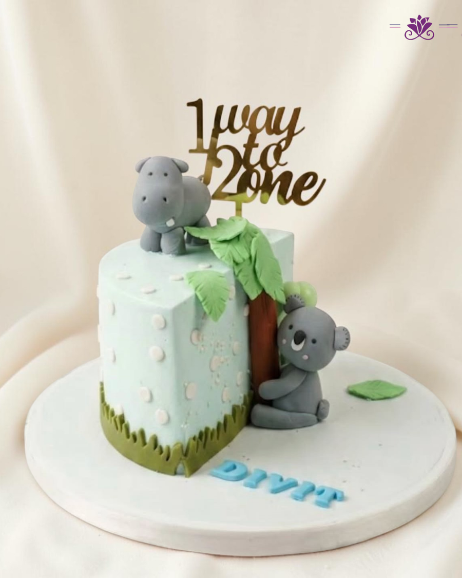 Koala & Hippo Jungle Theme Cake