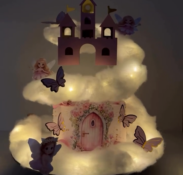 Rotating Fairy Castle Cloud Cake