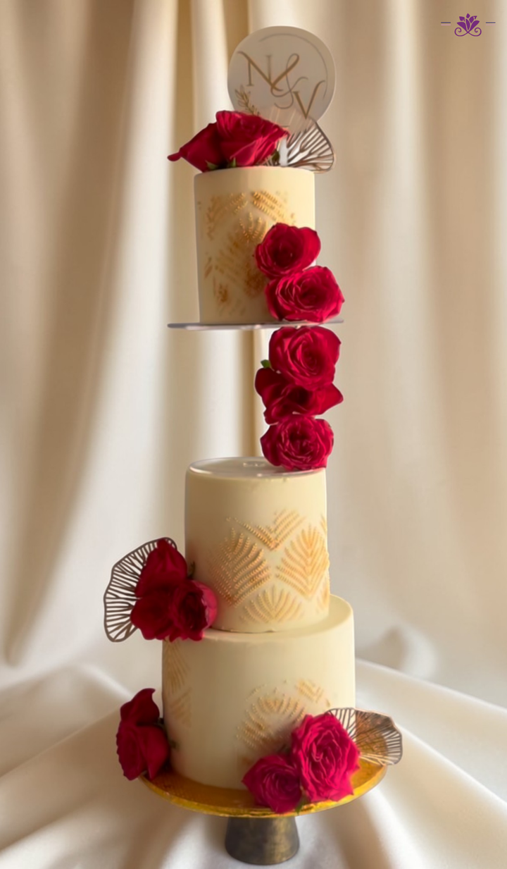 Luxury Anti Gravity Rose Engagement Cake with Floating Tier Design