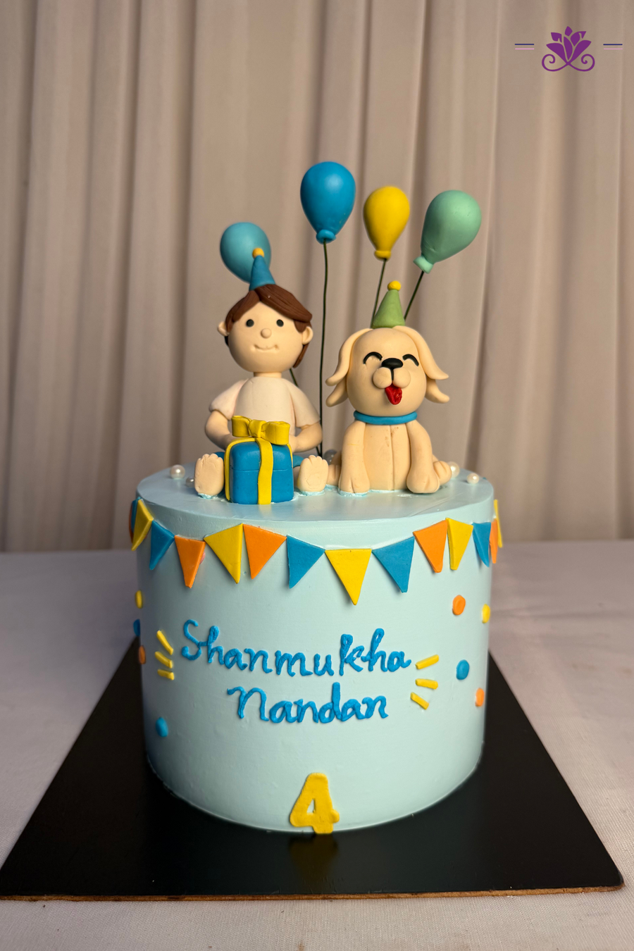 Little Boy & Puppy Birthday Party Bunting 4th Birthday Cake