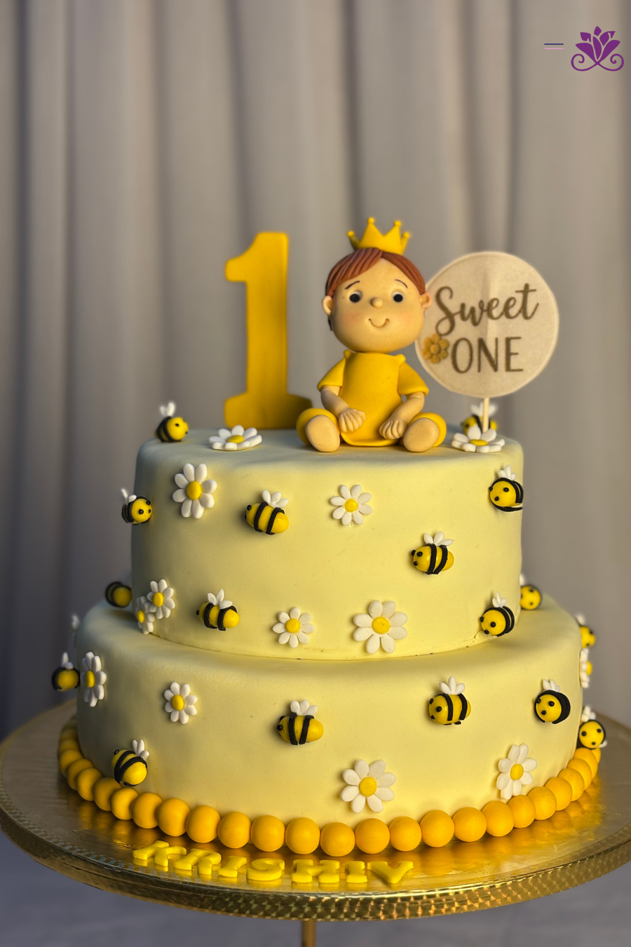 "Sweet as Can Bee" 2-Tier 1st Birthday Prince Cake