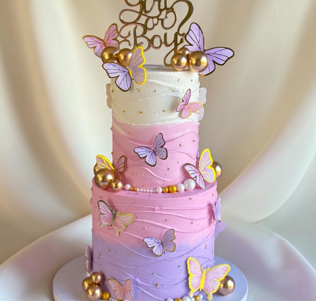 Dreamy Pink & Lavender Butterfly Theme Cake