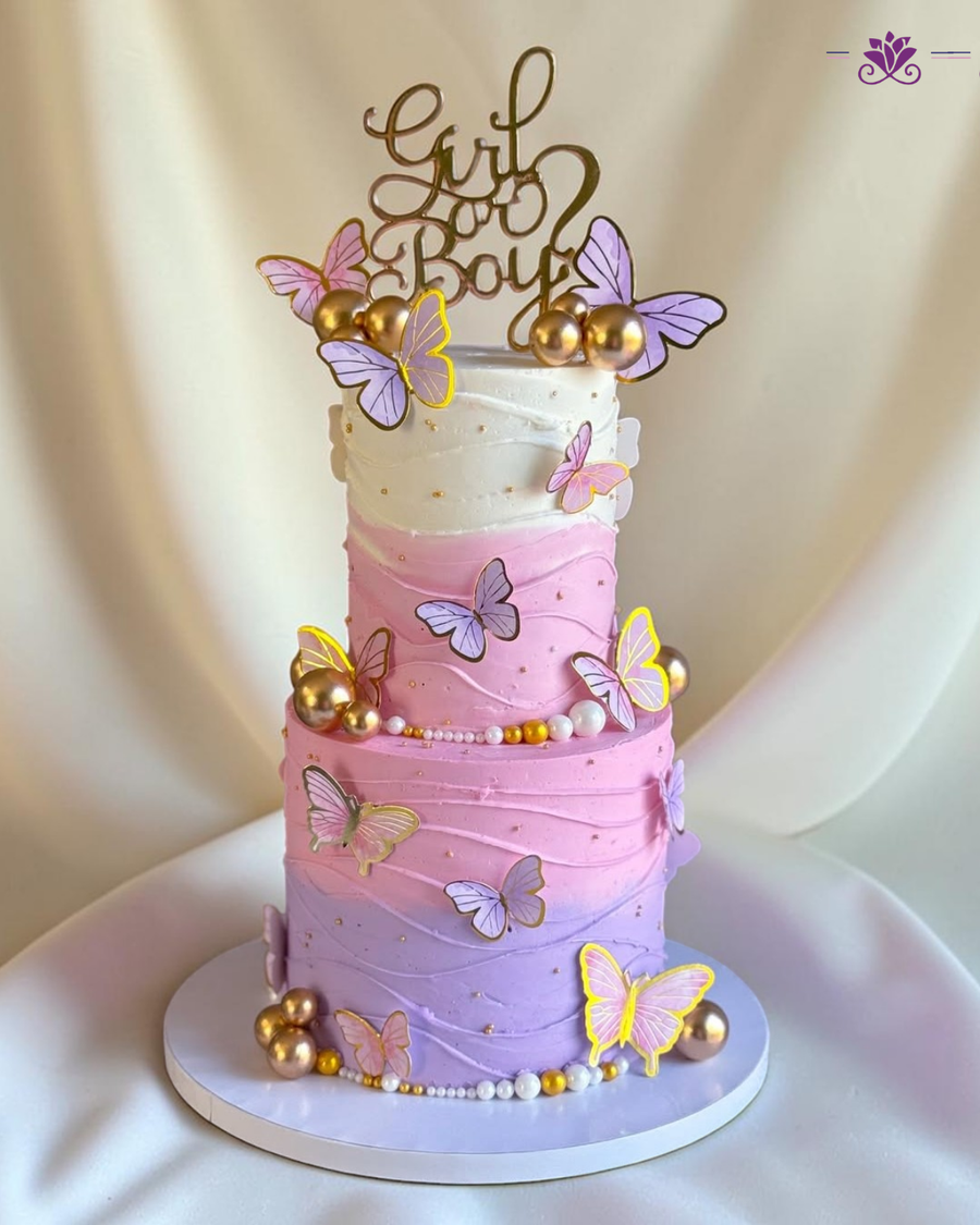 Dreamy Pink & Lavender Butterfly Theme Cake