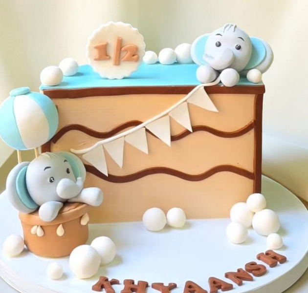 Elephant Theme Baby  Cake