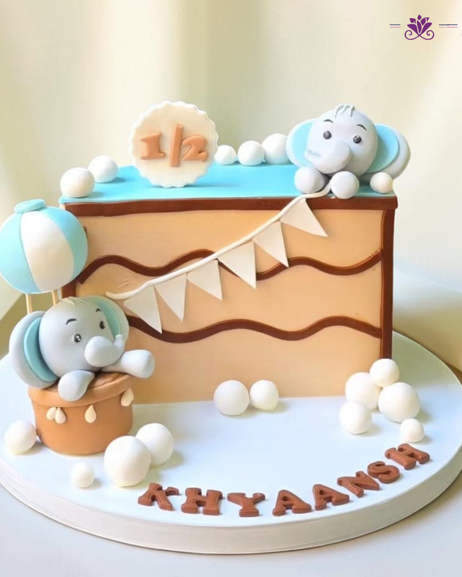 Elephant Theme Baby  Cake