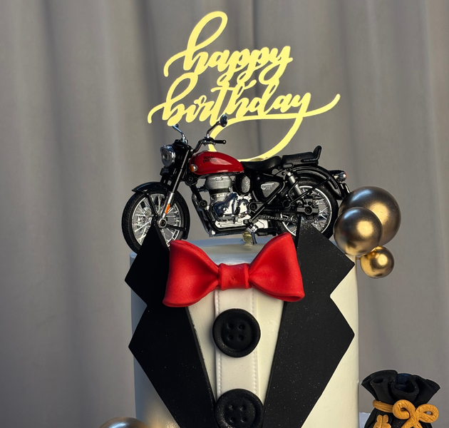 Gentleman Tuxedo & Royal Enfield Cruiser Birthday Cake